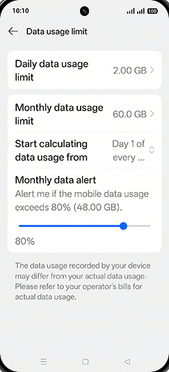 Step 20: Tap on Start calculating data usage from.