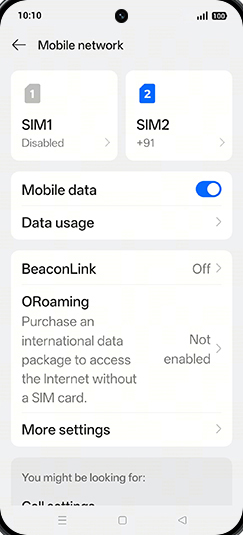 Step 4: Tap on SIM1 or SIM2.