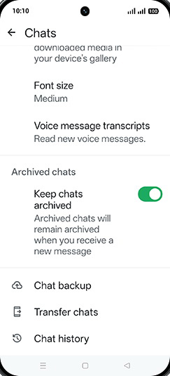 Step 6: Tap on Chat backup.