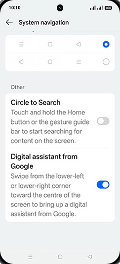Step 5: Tap on Circle to Search to turn ON.