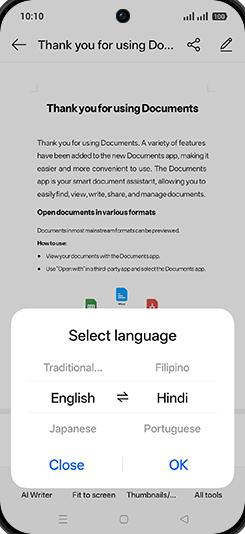 Step 8: Select desired language and tap on OK.