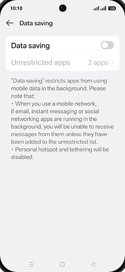 Step 6: Tap on Data saving to turn ON.