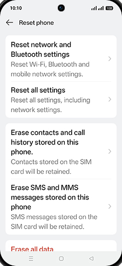 Step 6: Tap on Reset network and Bluetooth settings.