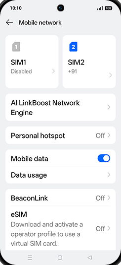 Step 4: Tap on SIM1 or SIM2.