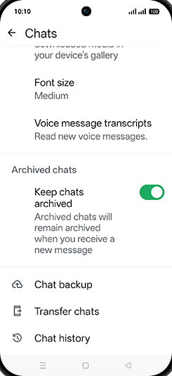 Step 6: Tap on Chat backup.
