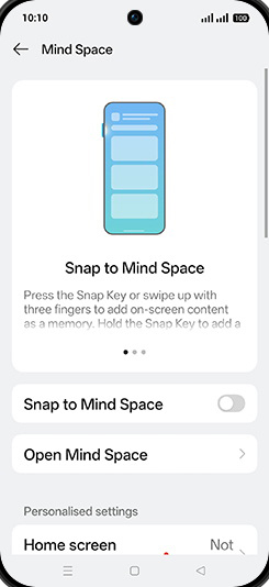 Step 5: Tap on Snap to mind Space to turn ON.