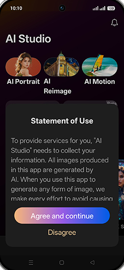 Step 3: Tap on Agree and continue.