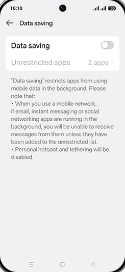 Step 6: Tap on Data saving to turn ON.