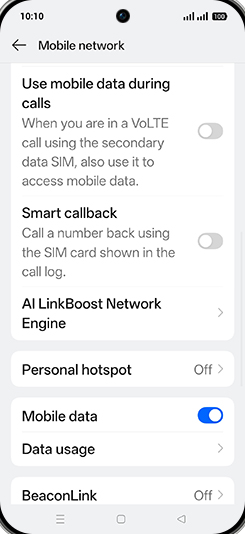 Step 4: Tap on Use mobile data during calls to turn ON.