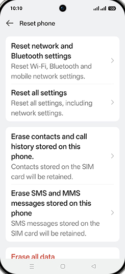 Step 6: Tap on Reset network and Bluetooth settings.
