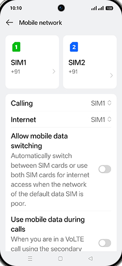 Step 4: Tap on SIM1 or SIM2.