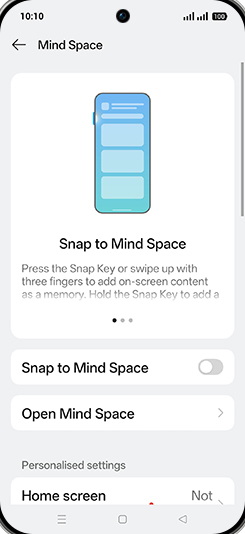 Step 5: Tap on Snap to Mind Space to turn ON.