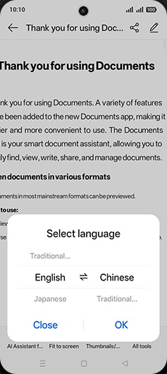 Step 7: Select desired language.