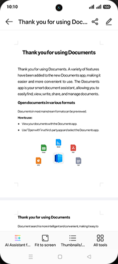 Step 5: Tap on AI Assistant for Document.