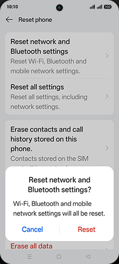 Step 7: Tap on Reset.