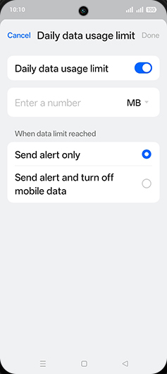 Step 10: Tap on MB or GB.