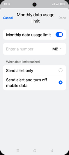 Step 16: Tap on MB or GB.