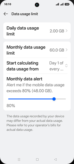 Step 20: Tap on Start calculating data usage from.