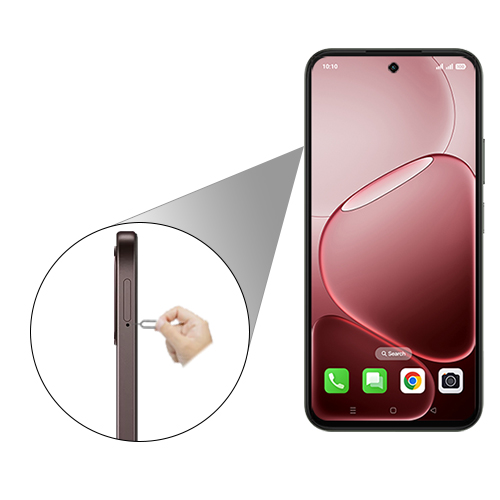 Step 1: Insert the ejection pin into the hole on the SIM card tray to loosen the tray.