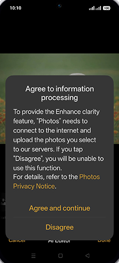 Step 9: Tap on Agree and continue.