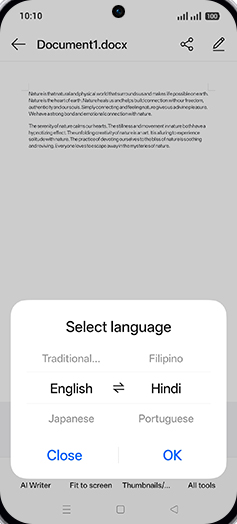 Step 8: Select desired language and tap on OK.