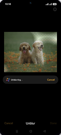 Step 9: Unblurring photo.