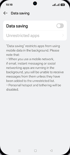 Step 6: Tap on Data saving to turn ON.