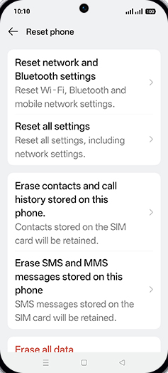 Step 6: Tap on Reset network and Bluetooth settings.