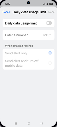 Step 9: Tap on Daily data usage limit to turn ON.