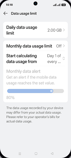 Step 14: Tap on Monthly data usage limit.