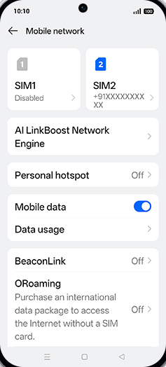 Step 4: Tap on SIM1 or SIM2.