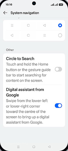 Step 5: Tap on Circle to Search to turn ON.