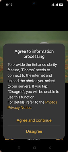 Step 9: Tap on Agree and continue.