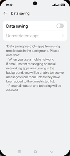Step 6: Tap on Data saving to turn ON.