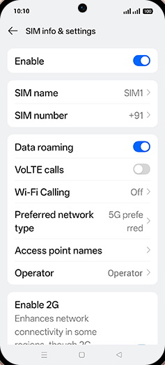 Step 7: Tap on VoLTE calls to turn ON.