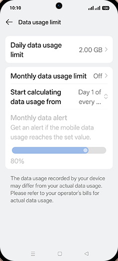 Step 14: Tap on Monthly data usage limit.