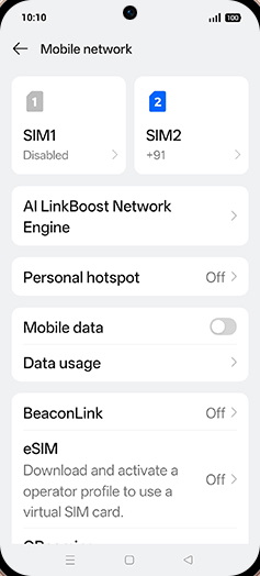 Step 4: Tap on SIM1 or SIM2.