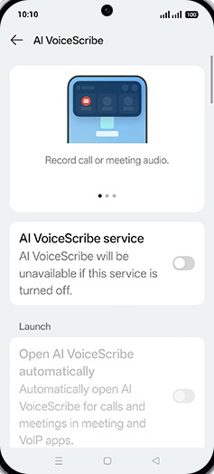 Step 5: Tap on AI VoiceScribe service to turn ON.
