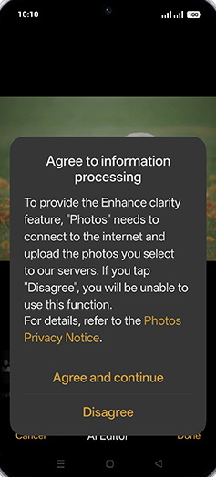 Step 9: Tap on Agree and continue.