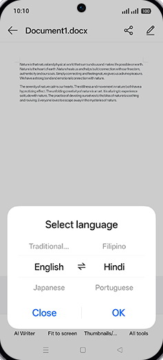 Step 8: Select desired language and tap on OK.