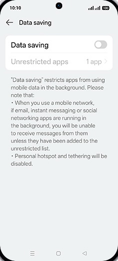 Step 6: Tap on Data saving to turn ON.