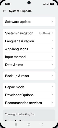 Step 4: Tap on Back up & reset.