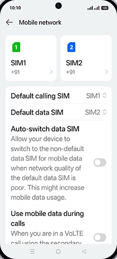 Step 4: Tap on Default data SIM.