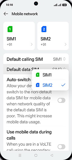 Step 5: Tap on SIM1 or SIM2.