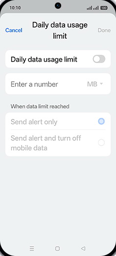 Step 9: Tap on Daily data usage limit to turn ON.