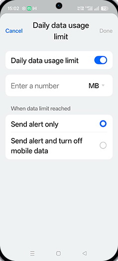 Step 10: Tap on MB or GB.