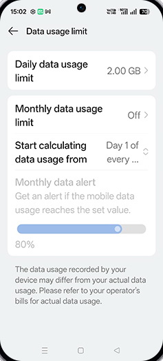 Step 14: Tap on Monthly data usage limit.