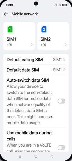 Step 7: Tap on SIM1 or SIM2.