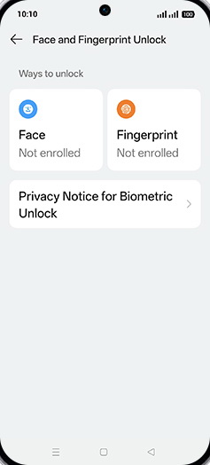 Step 6: Tap on Fingerprint.