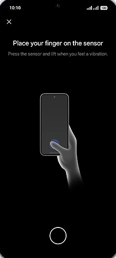 Step 13: Place your finger on the fingerprint sensor.